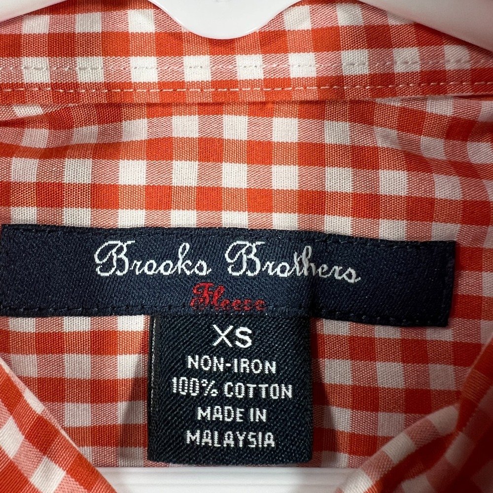 Brooks Brothers Shirt Boys XS Extra Small Orange Check Long Sleeve Button Down - Picture 2 of 13